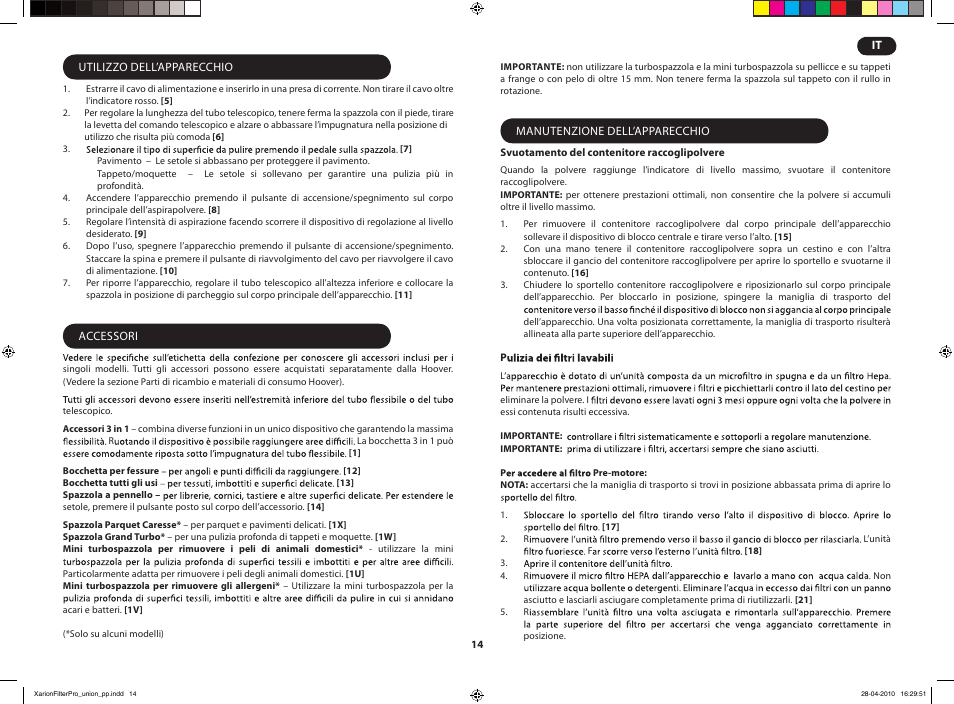 Hoover XARION PRO TXP User Manual | Page 16 / 66