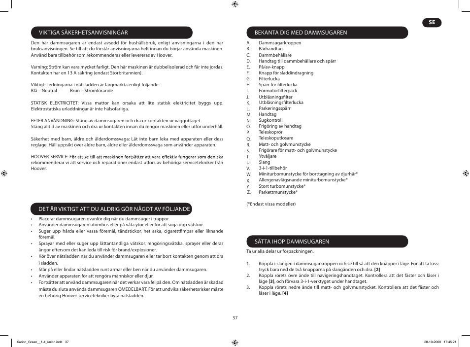 Hoover XARION PRO TXP User Manual | Page 39 / 66