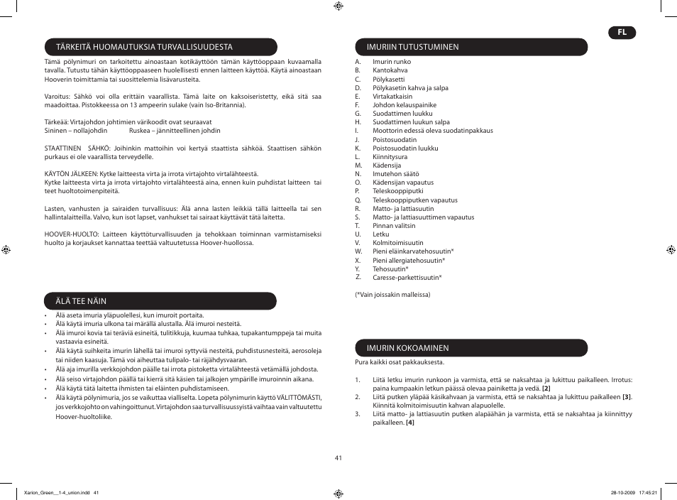 Hoover XARION PRO TXP User Manual | Page 43 / 66