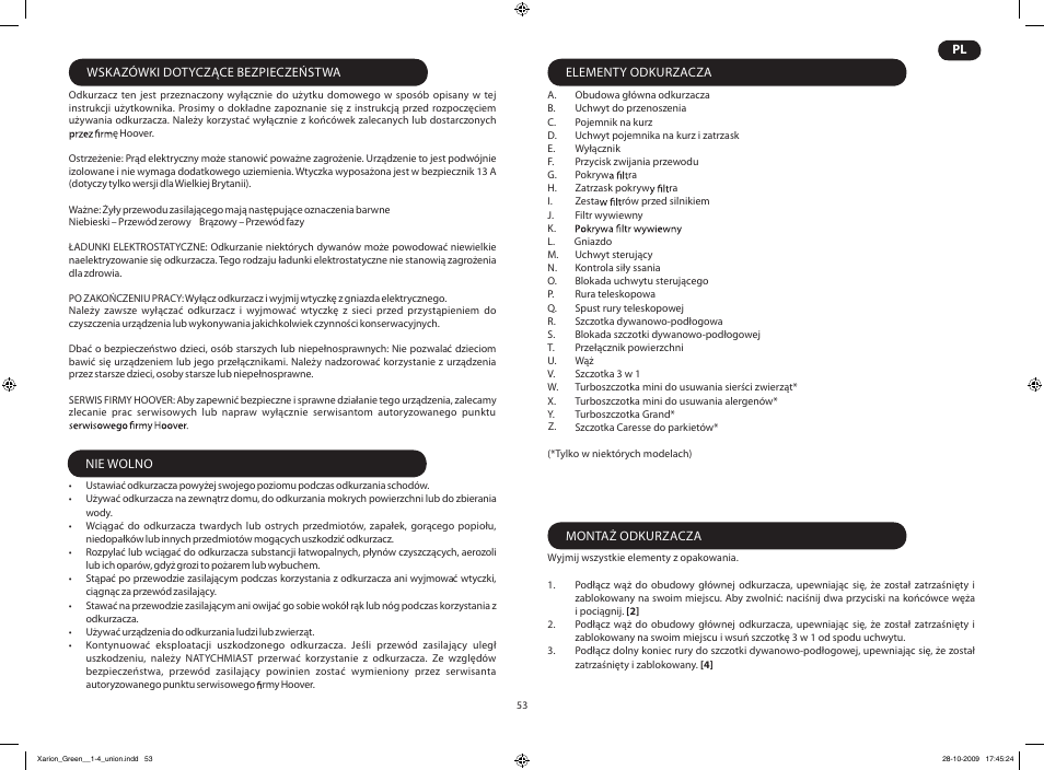 Hoover XARION PRO TXP User Manual | Page 55 / 66