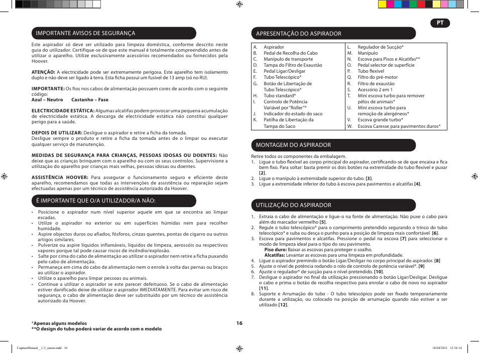 Hoover CAPTURE TCP 2120 019 User Manual | Page 18 / 50