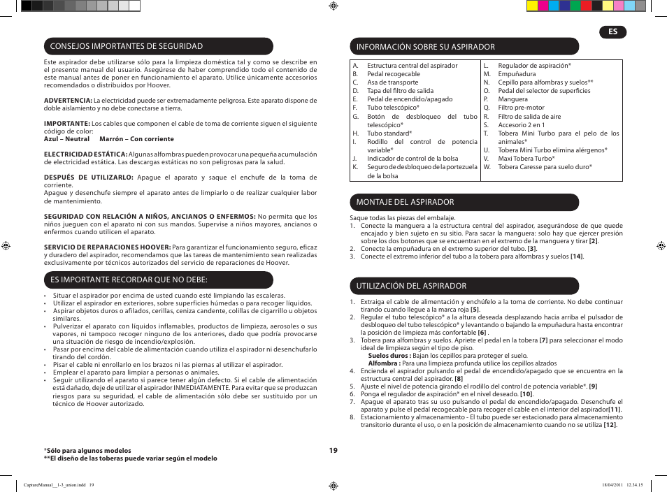Hoover CAPTURE TCP 2120 019 User Manual | Page 21 / 50