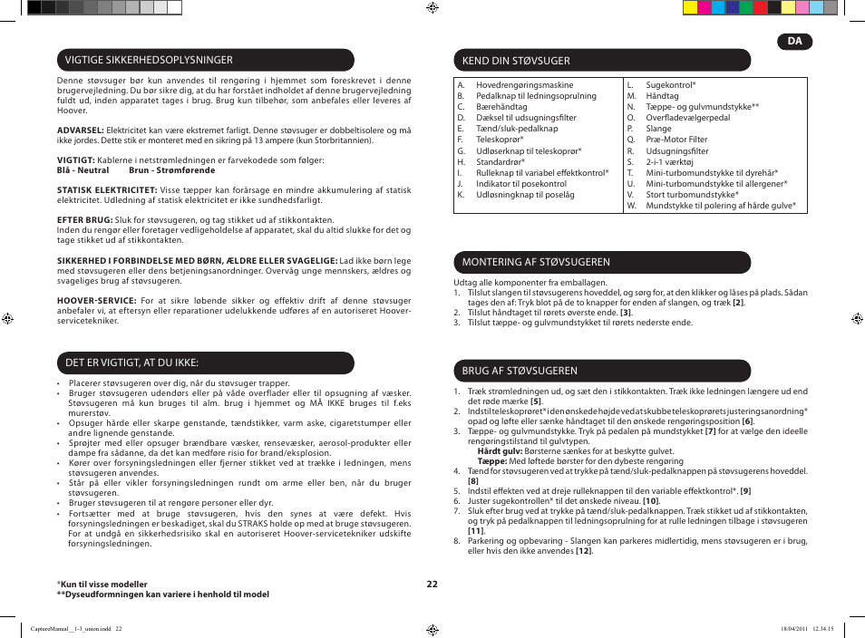 Hoover CAPTURE TCP 2120 019 User Manual | Page 24 / 50