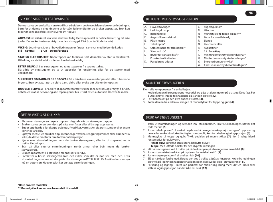 Hoover CAPTURE TCP 2120 019 User Manual | Page 27 / 50