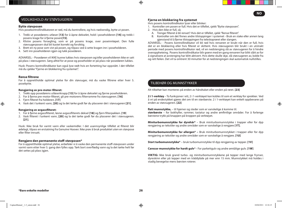 Hoover CAPTURE TCP 2120 019 User Manual | Page 28 / 50