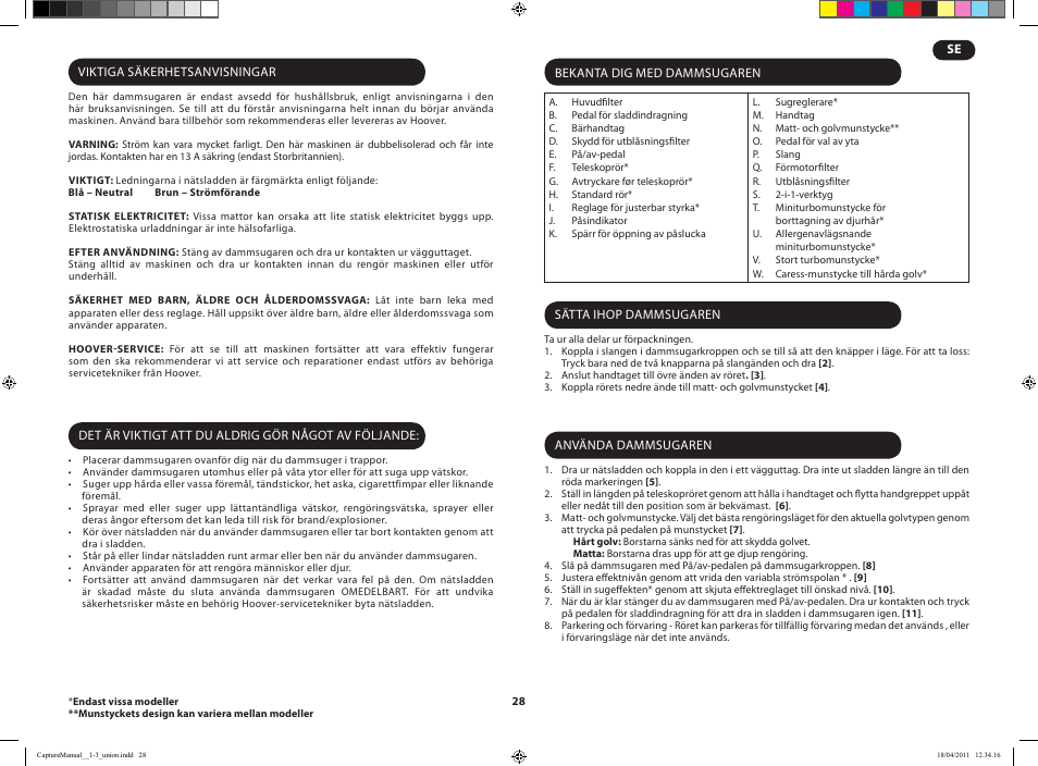 Hoover CAPTURE TCP 2120 019 User Manual | Page 30 / 50