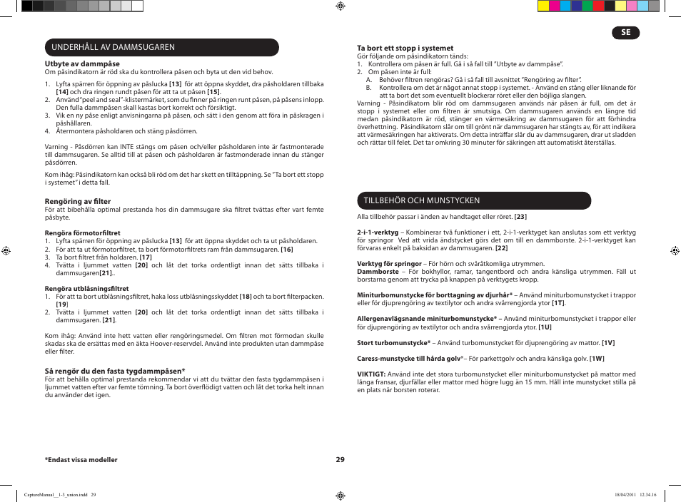 Hoover CAPTURE TCP 2120 019 User Manual | Page 31 / 50