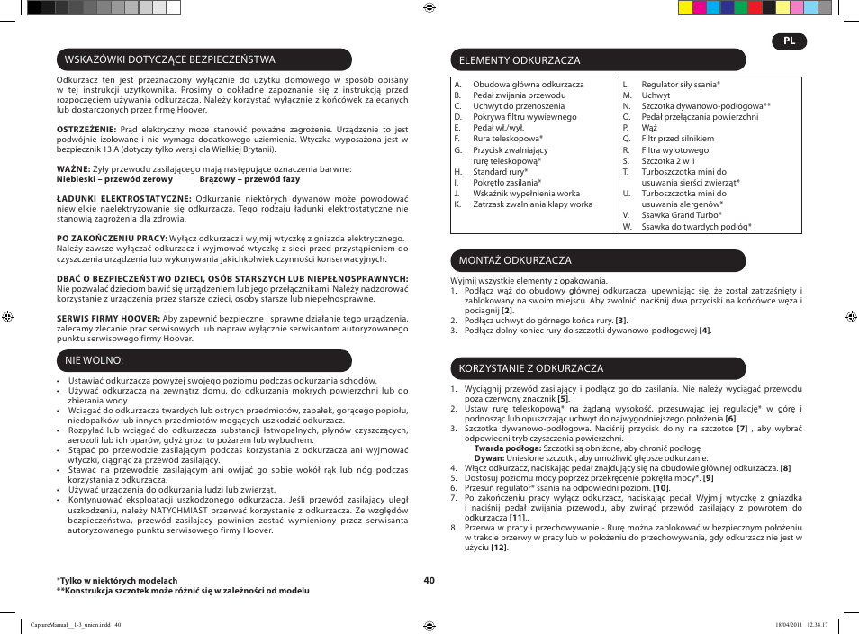 Hoover CAPTURE TCP 2120 019 User Manual | Page 42 / 50