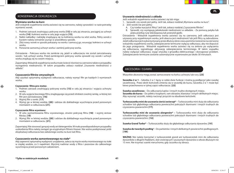 Hoover CAPTURE TCP 2120 019 User Manual | Page 43 / 50