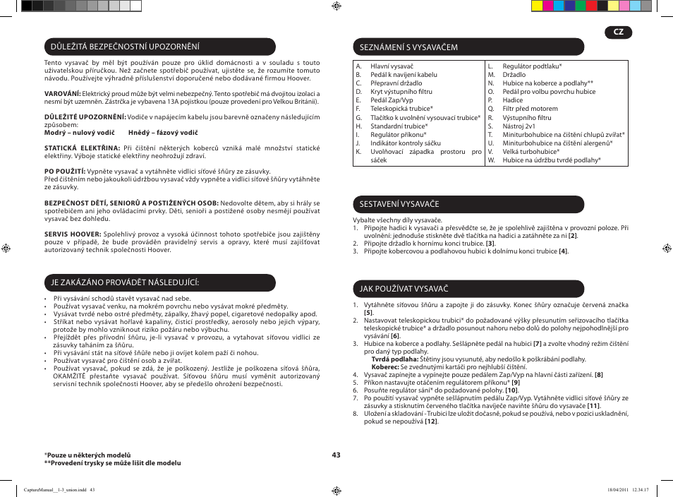 Hoover CAPTURE TCP 2120 019 User Manual | Page 45 / 50