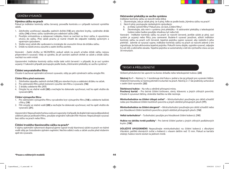 Hoover CAPTURE TCP 2120 019 User Manual | Page 46 / 50