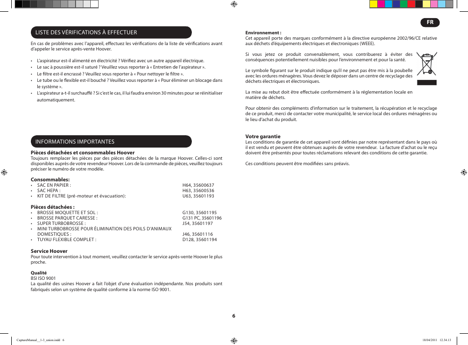Hoover CAPTURE TCP 2120 019 User Manual | Page 8 / 50