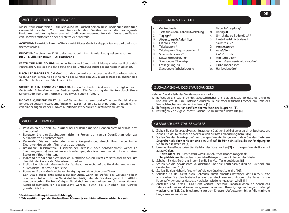 Hoover CAPTURE TCP 2120 019 User Manual | Page 9 / 50