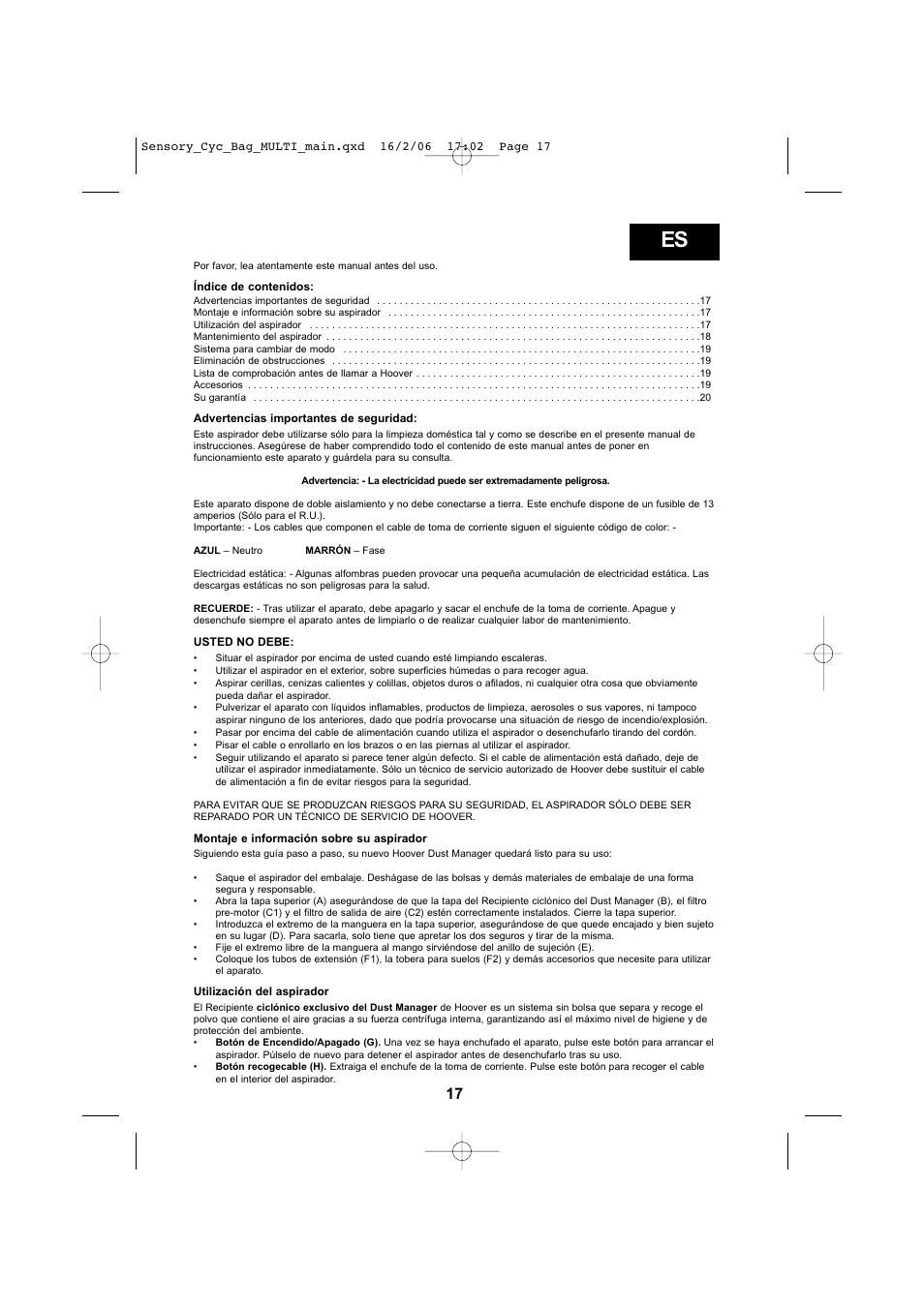 Hoover SENSORY TC 5202 011 User Manual | Page 17 / 64