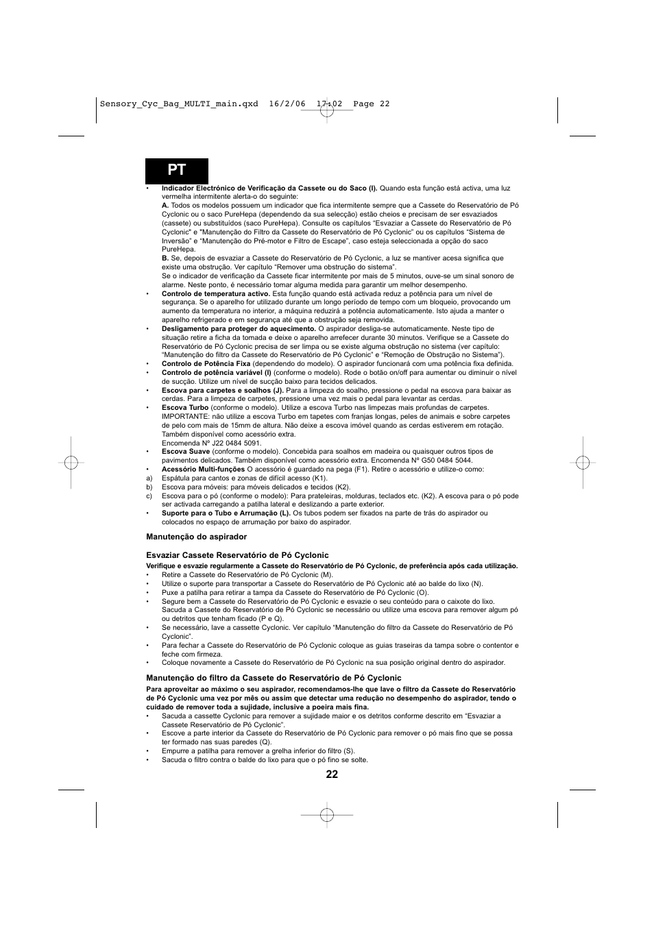 Hoover SENSORY TC 5202 011 User Manual | Page 22 / 64