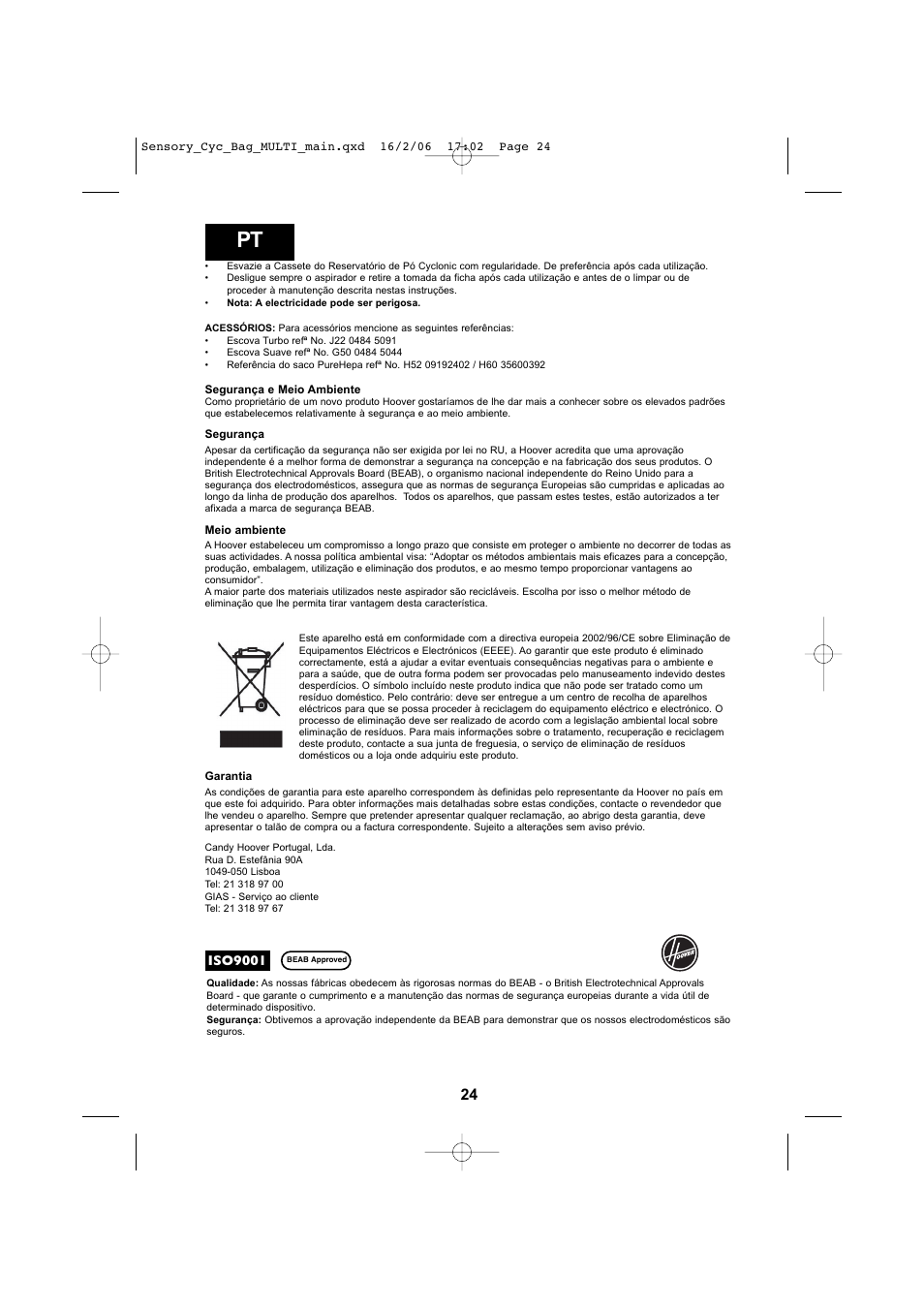 Hoover SENSORY TC 5202 011 User Manual | Page 24 / 64