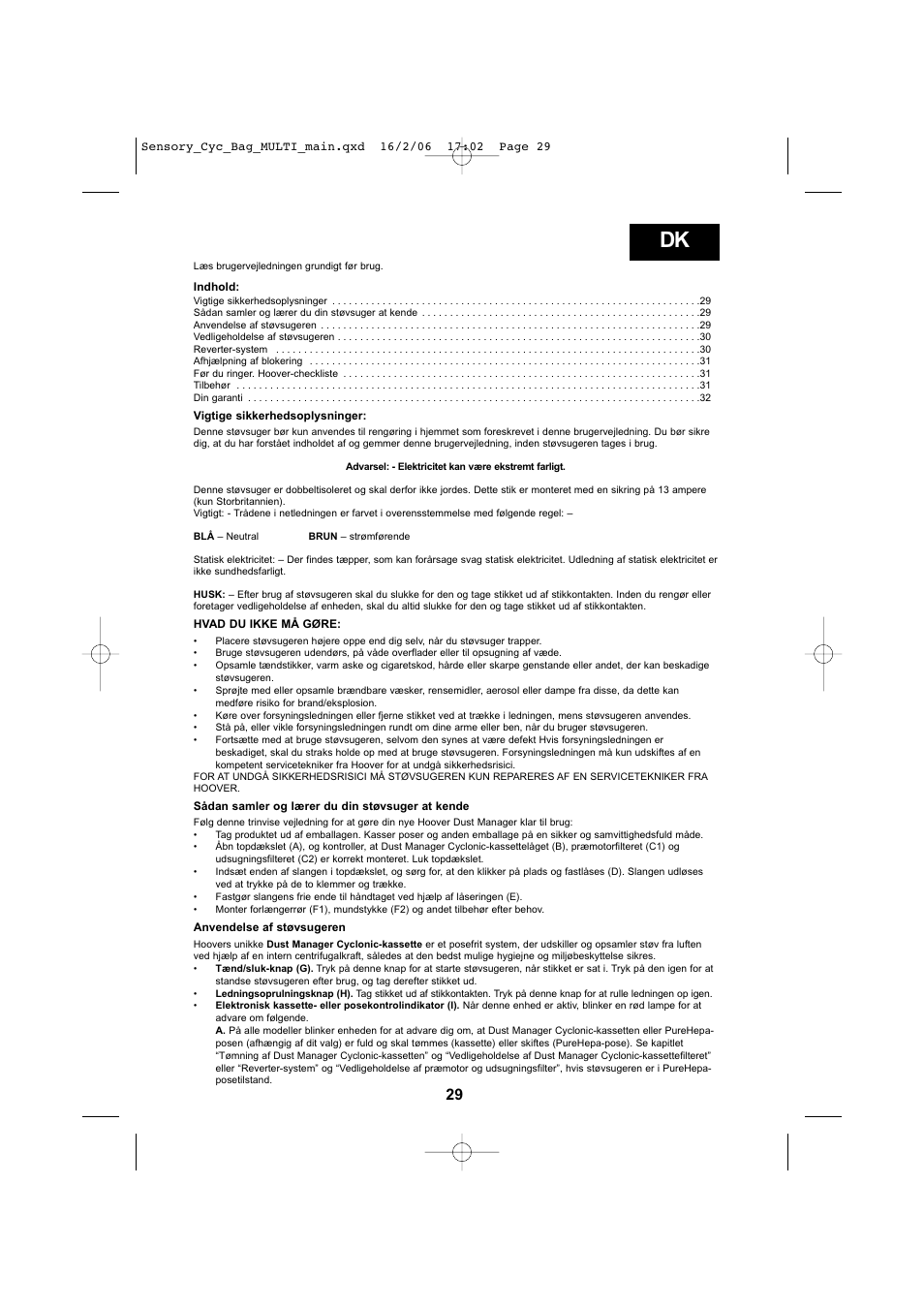 Hoover SENSORY TC 5202 011 User Manual | Page 29 / 64