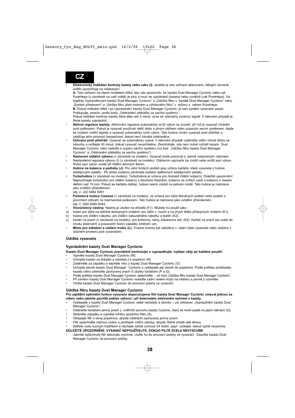 Hoover SENSORY TC 5202 011 User Manual | Page 38 / 64