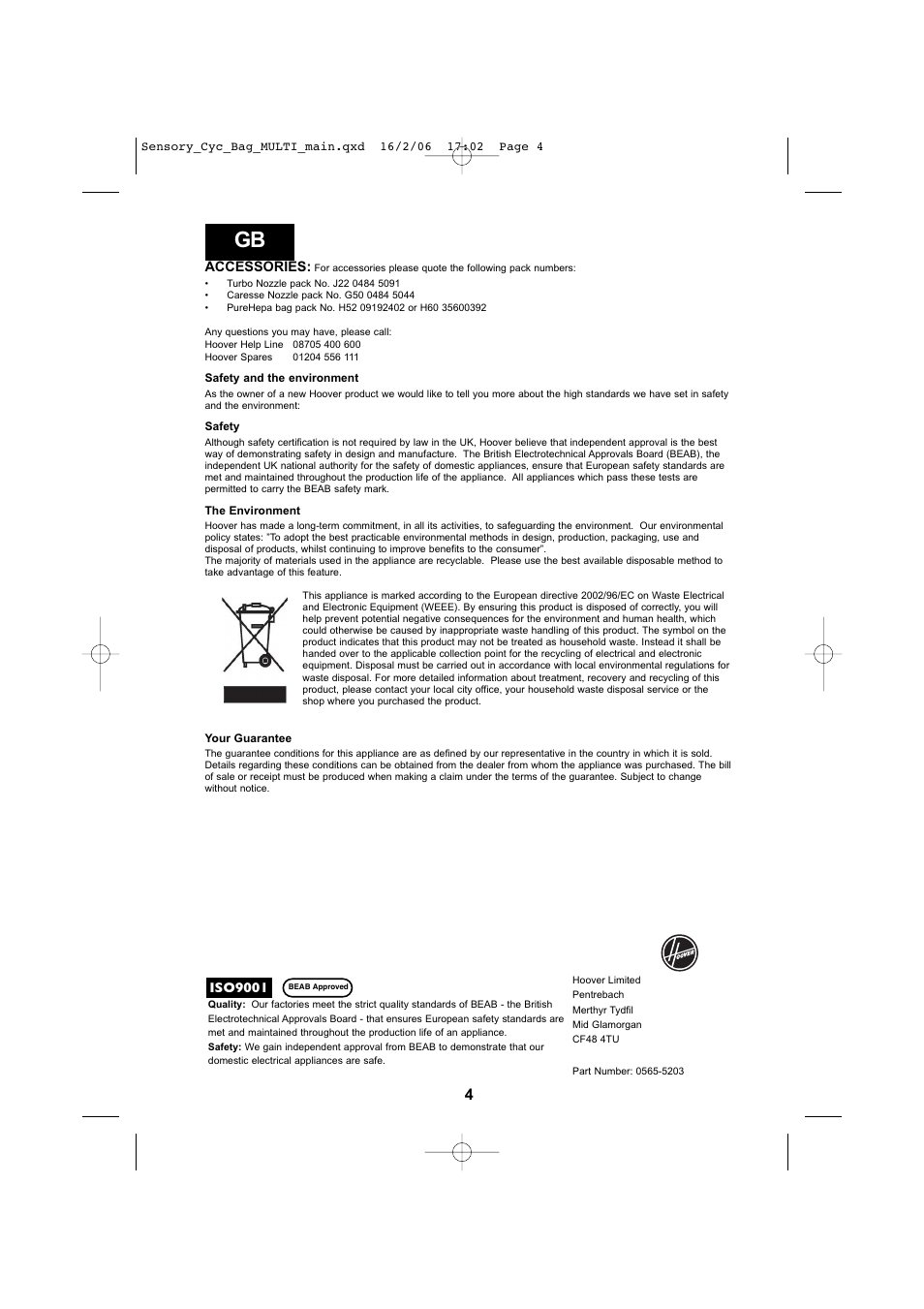 Hoover SENSORY TC 5202 011 User Manual | Page 4 / 64