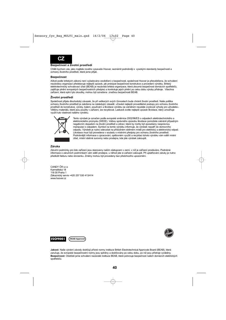 Hoover SENSORY TC 5202 011 User Manual | Page 40 / 64