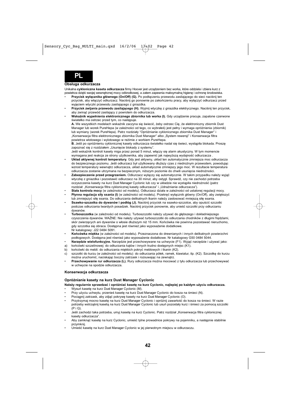 Hoover SENSORY TC 5202 011 User Manual | Page 42 / 64