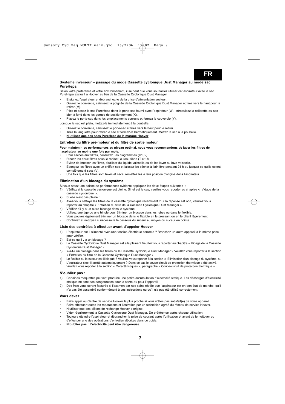 Hoover SENSORY TC 5202 011 User Manual | Page 7 / 64