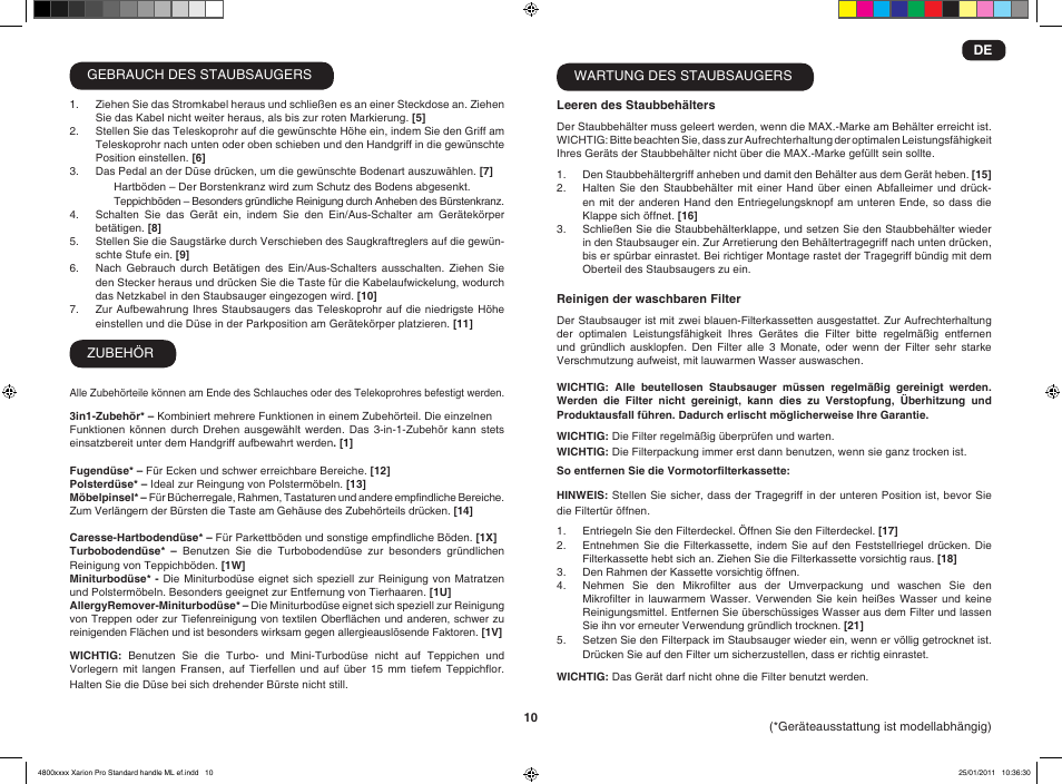 Hoover XARION-XARION PRO TXP 1510 019 User Manual | Page 12 / 66