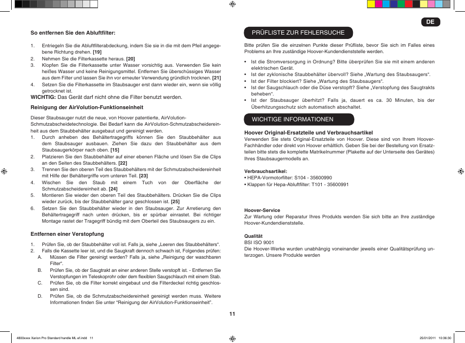 Hoover XARION-XARION PRO TXP 1510 019 User Manual | Page 13 / 66