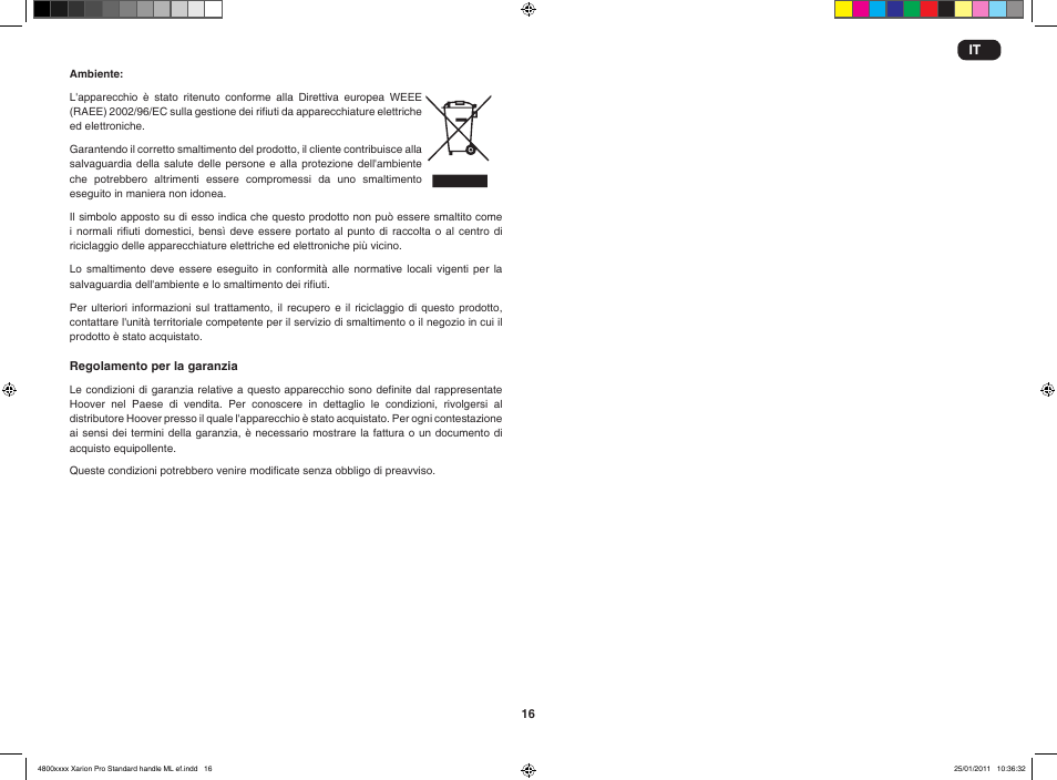 Hoover XARION-XARION PRO TXP 1510 019 User Manual | Page 18 / 66
