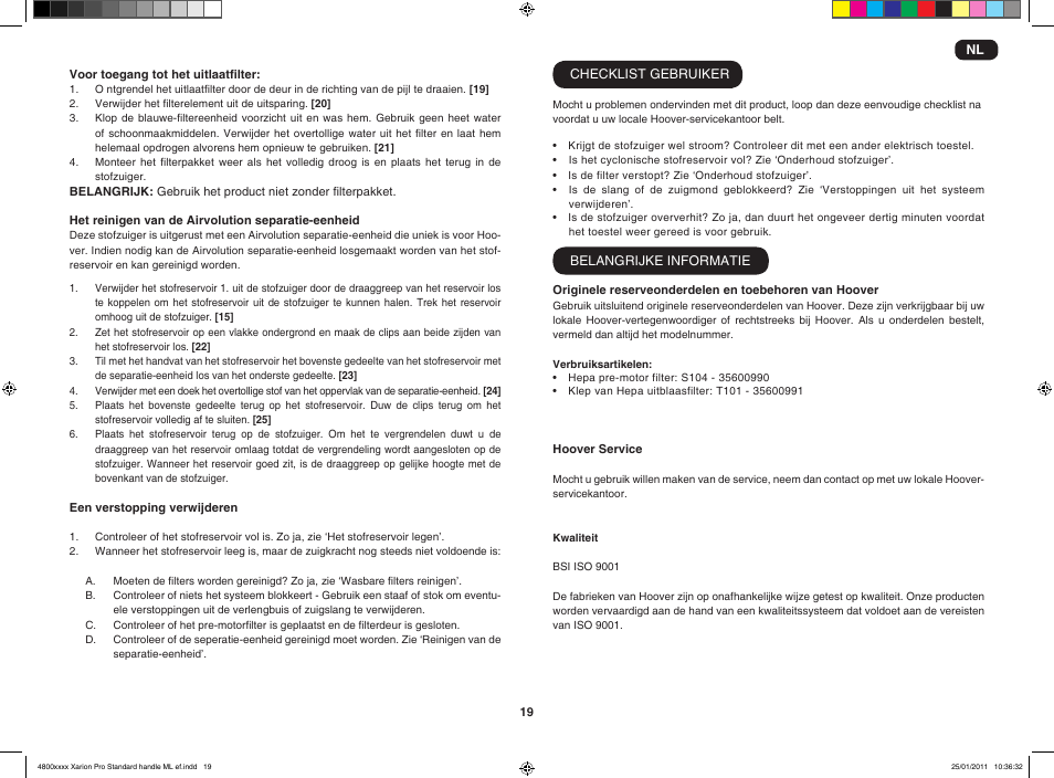 Hoover XARION-XARION PRO TXP 1510 019 User Manual | Page 21 / 66