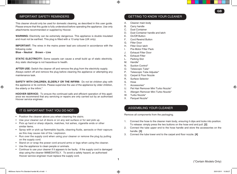 Hoover XARION-XARION PRO TXP 1510 019 User Manual | Page 3 / 66