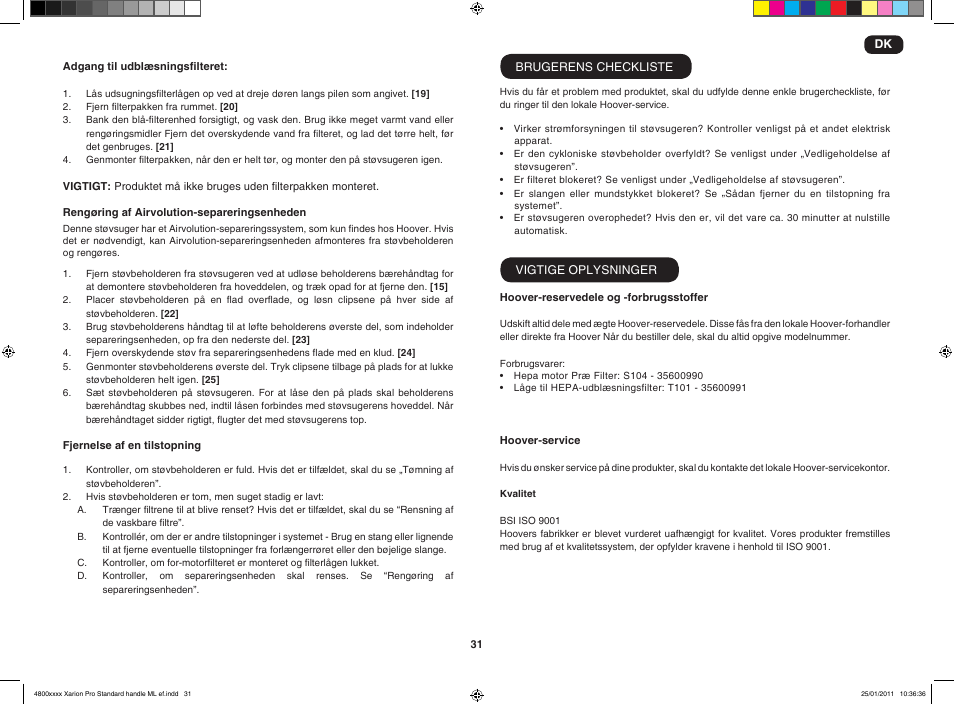 Hoover XARION-XARION PRO TXP 1510 019 User Manual | Page 33 / 66