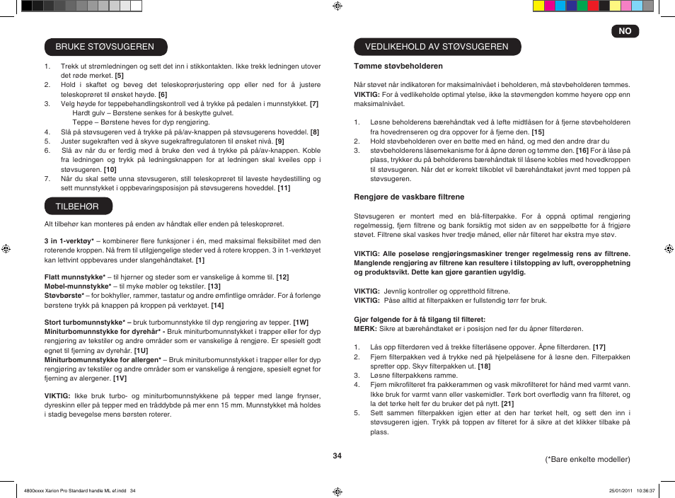 Hoover XARION-XARION PRO TXP 1510 019 User Manual | Page 36 / 66