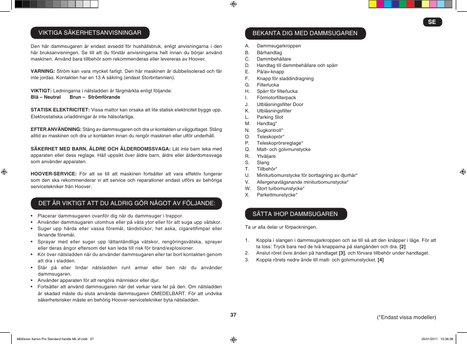 Hoover XARION-XARION PRO TXP 1510 019 User Manual | Page 39 / 66