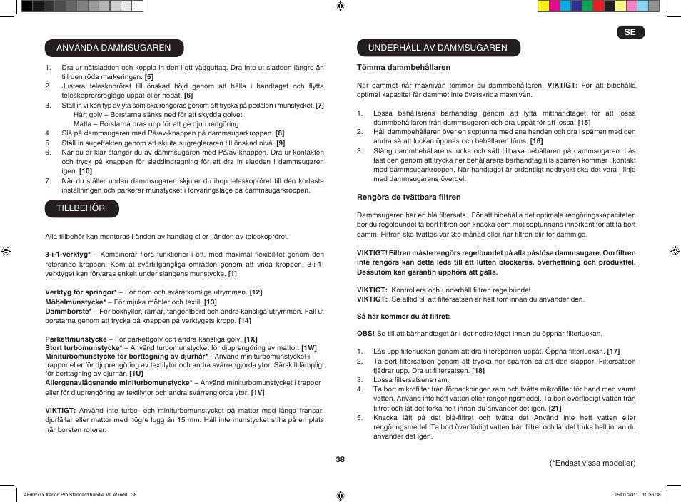Hoover XARION-XARION PRO TXP 1510 019 User Manual | Page 40 / 66