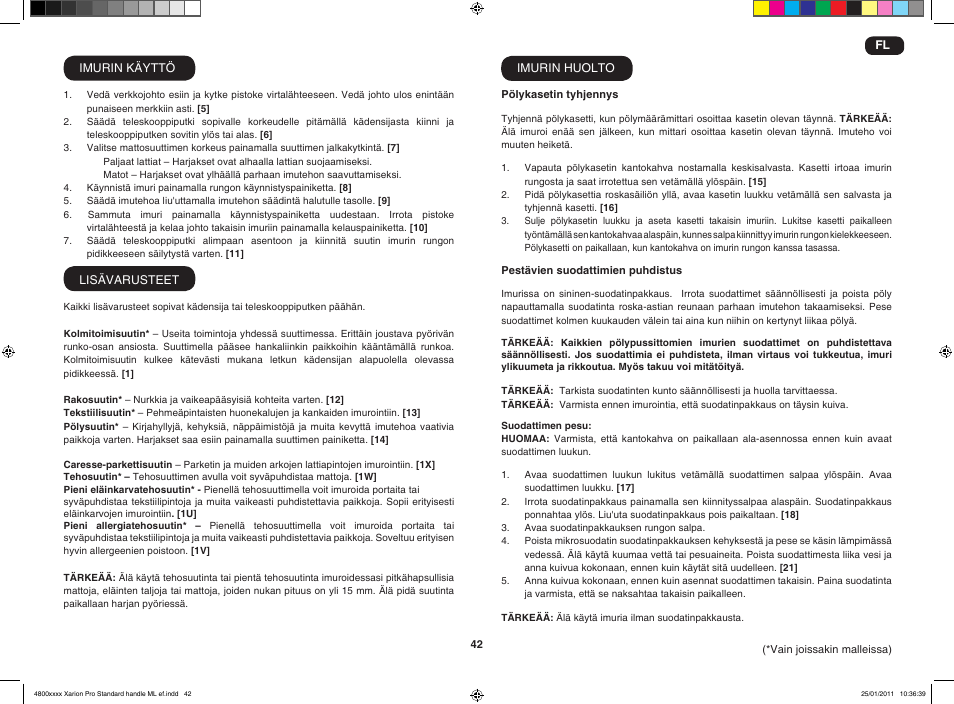 Hoover XARION-XARION PRO TXP 1510 019 User Manual | Page 44 / 66