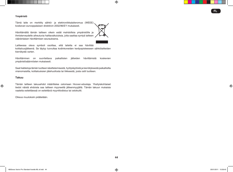 Hoover XARION-XARION PRO TXP 1510 019 User Manual | Page 46 / 66