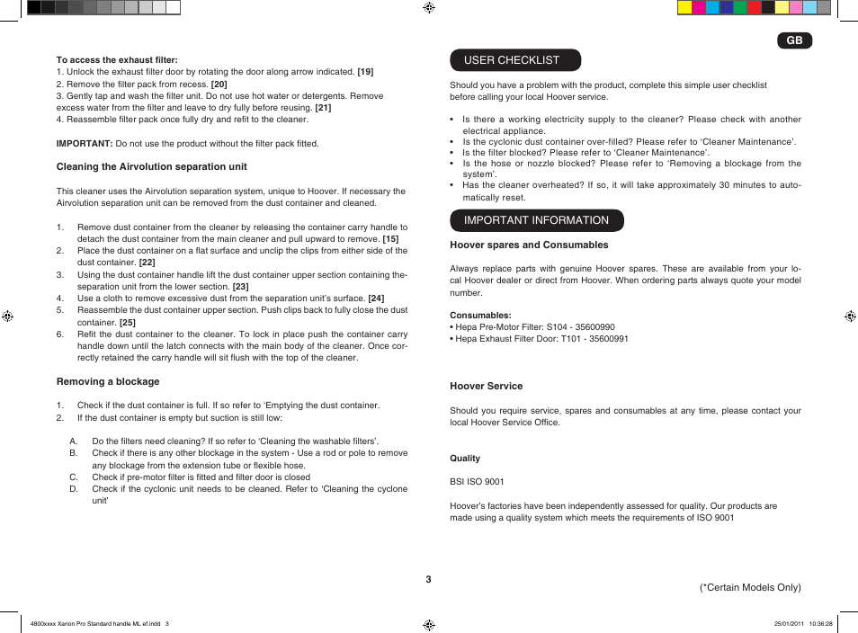 Hoover XARION-XARION PRO TXP 1510 019 User Manual | Page 5 / 66