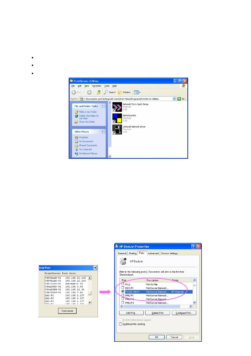5 client utilities, 1 network ports quick setup, Network ports quick setup | Remote ports, Uninstall network driver | Edimax Technology PS-1206P User Manual | Page 25 / 86