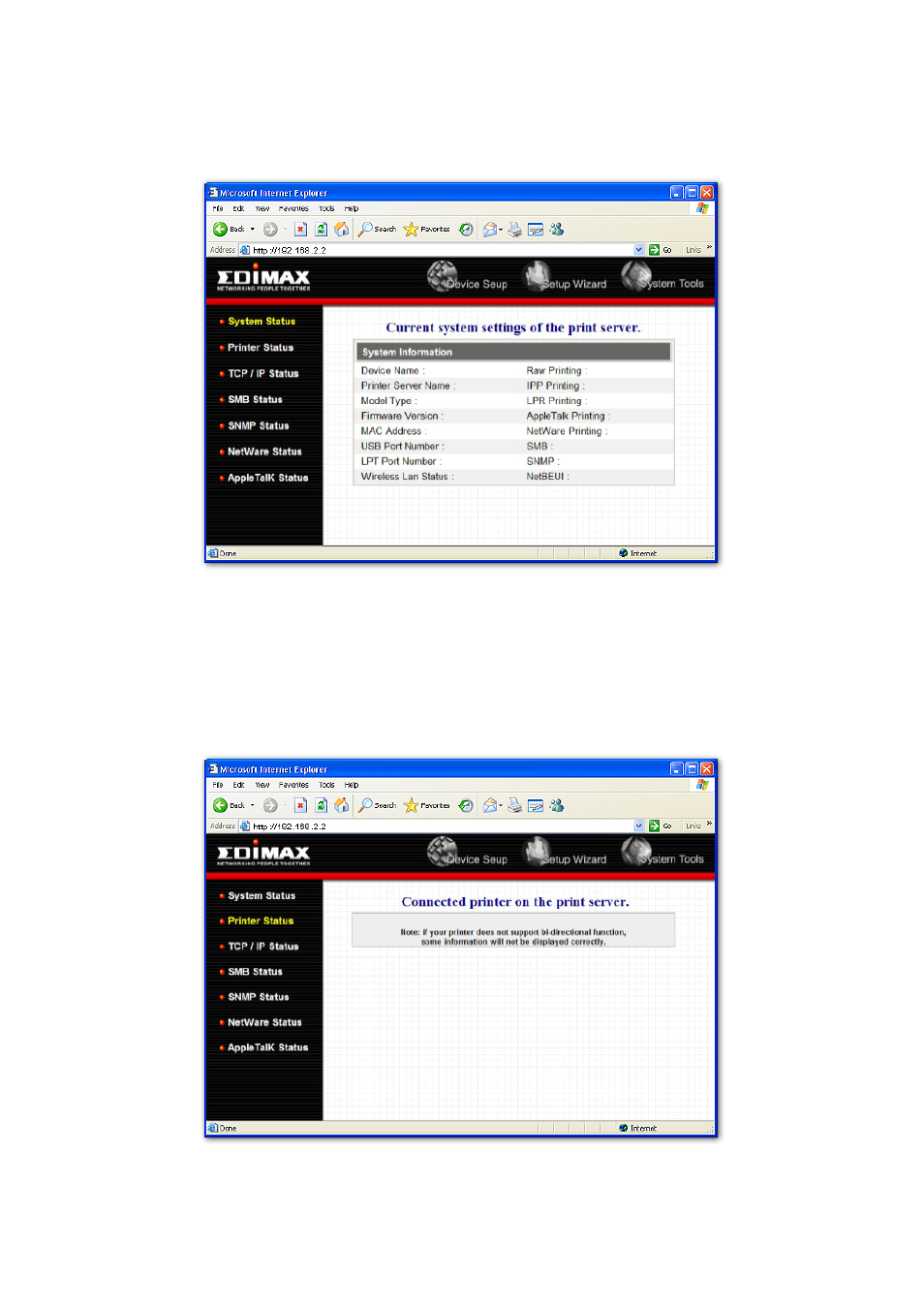 3 device status, 1 system, 2 printer | 1 system 8.3.2 printer, 1 syste m, 2 prin ter | Edimax Technology PS-1206P User Manual | Page 68 / 86