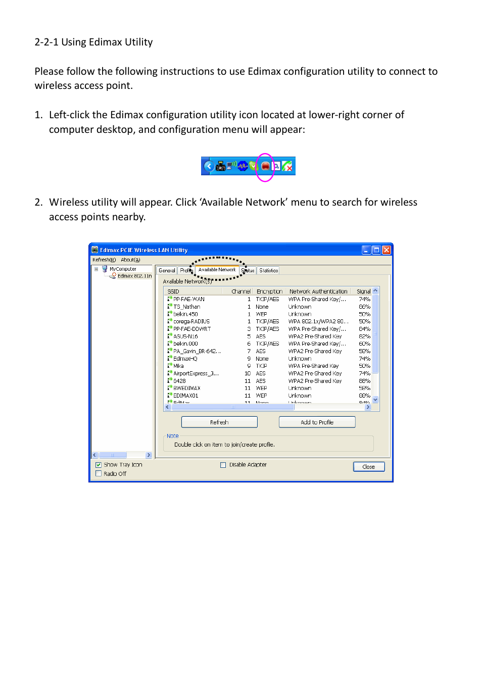 2-1 using edimax utility | Edimax Technology EW-7612PIn V2 User Manual | Page 14 / 52