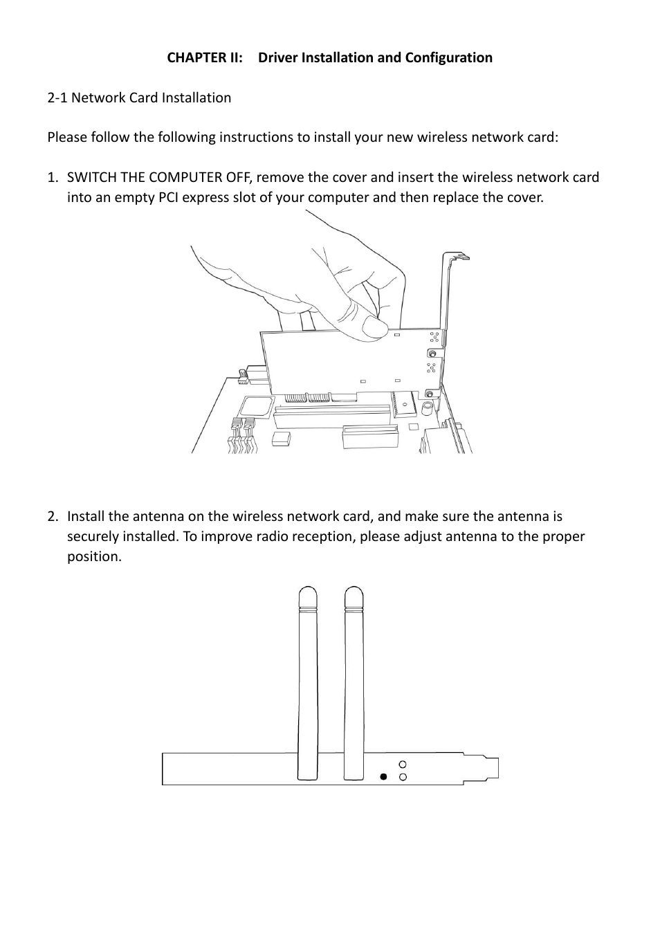 Chapter ii: driver installation and configuration, 1 network card installation | Edimax Technology EW-7612PIn V2 User Manual | Page 7 / 52