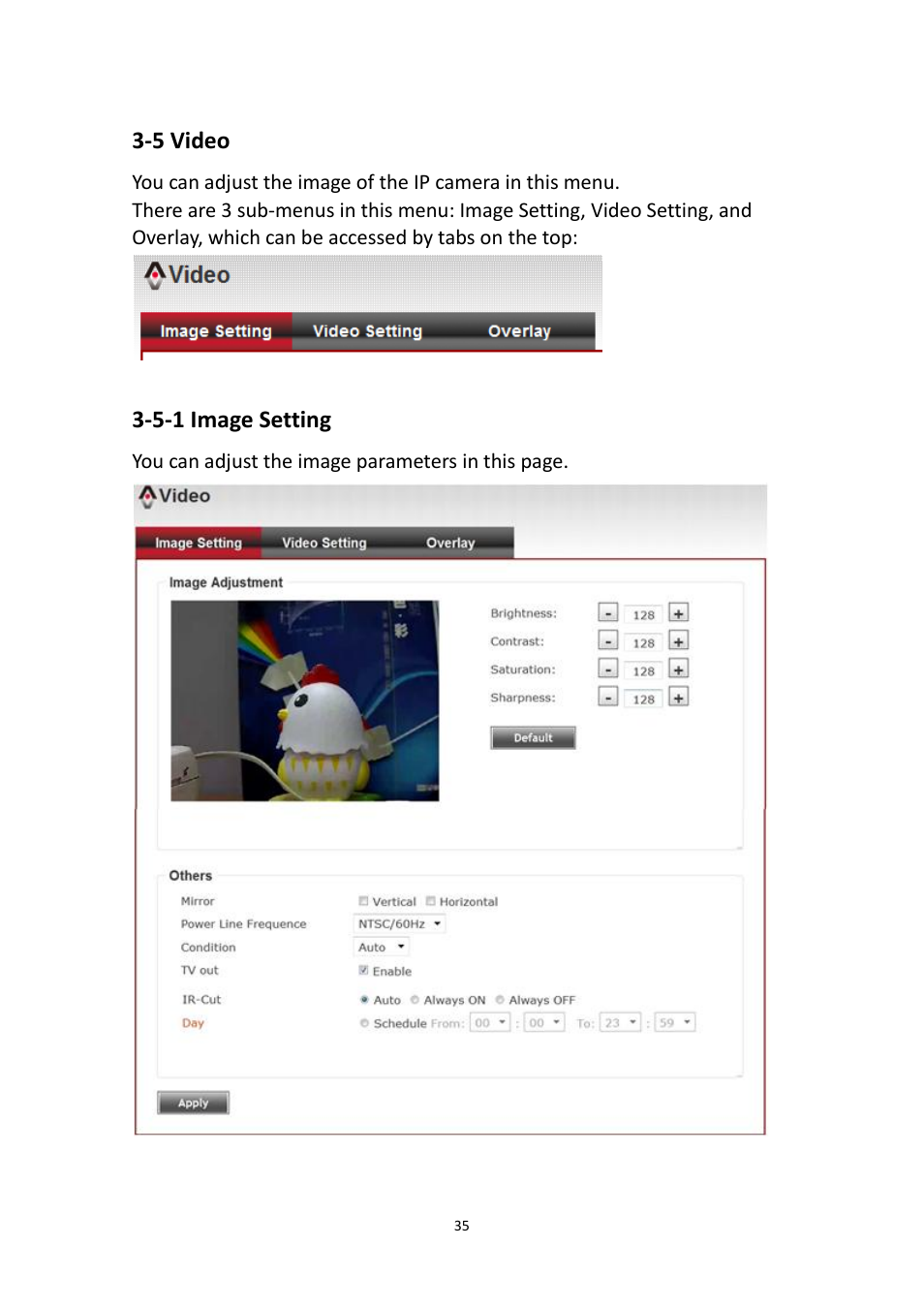 5 video, 5-1 image setting | Edimax Technology IR-123E User Manual | Page 38 / 73