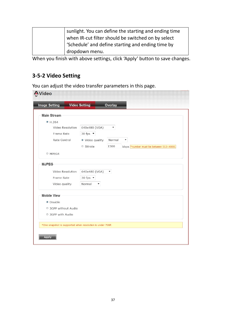 5-2 video setting | Edimax Technology IR-123E User Manual | Page 40 / 73