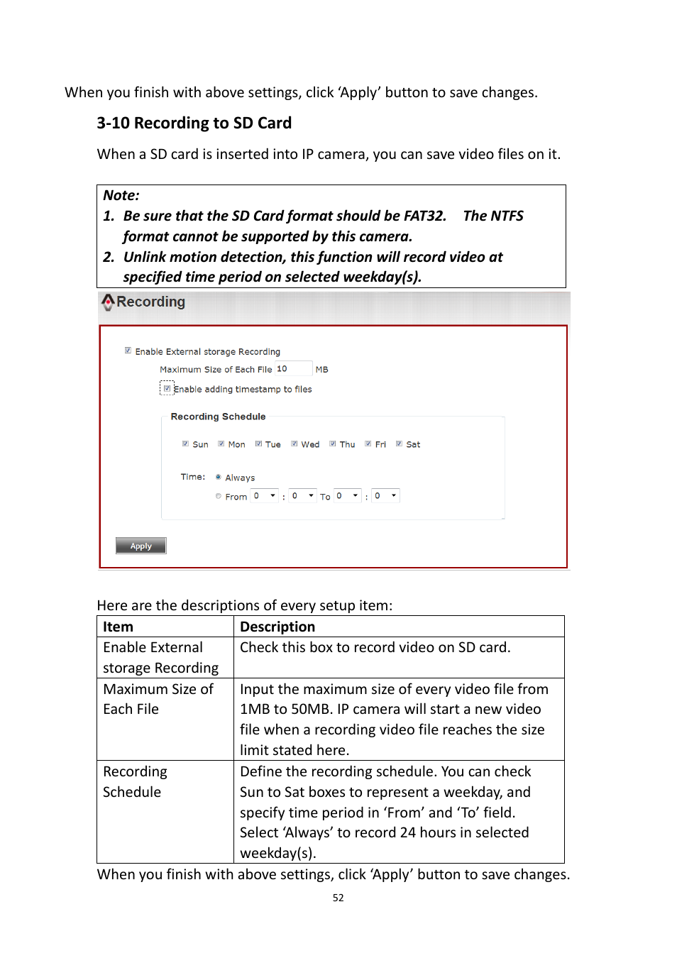 10 recording to sd card | Edimax Technology IR-123E User Manual | Page 55 / 73