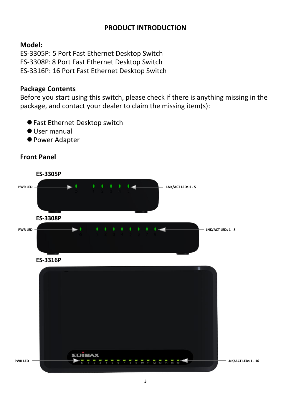 Edimax Technology ES-3316P User Manual | Page 3 / 8