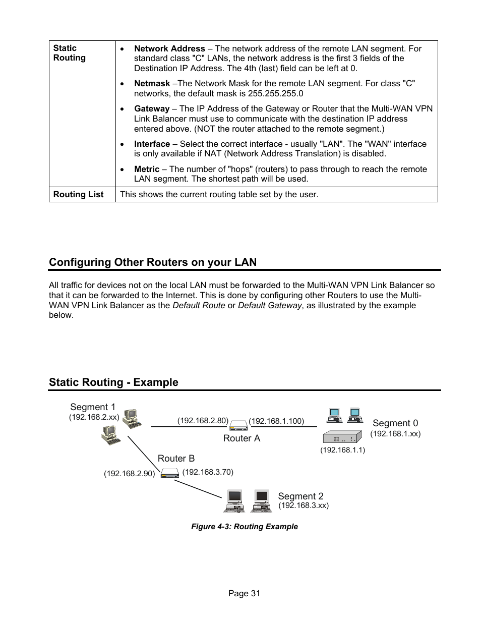 Configuring other routers on your lan, Static routing - example | Edimax Technology ER-1088 User Manual | Page 35 / 97