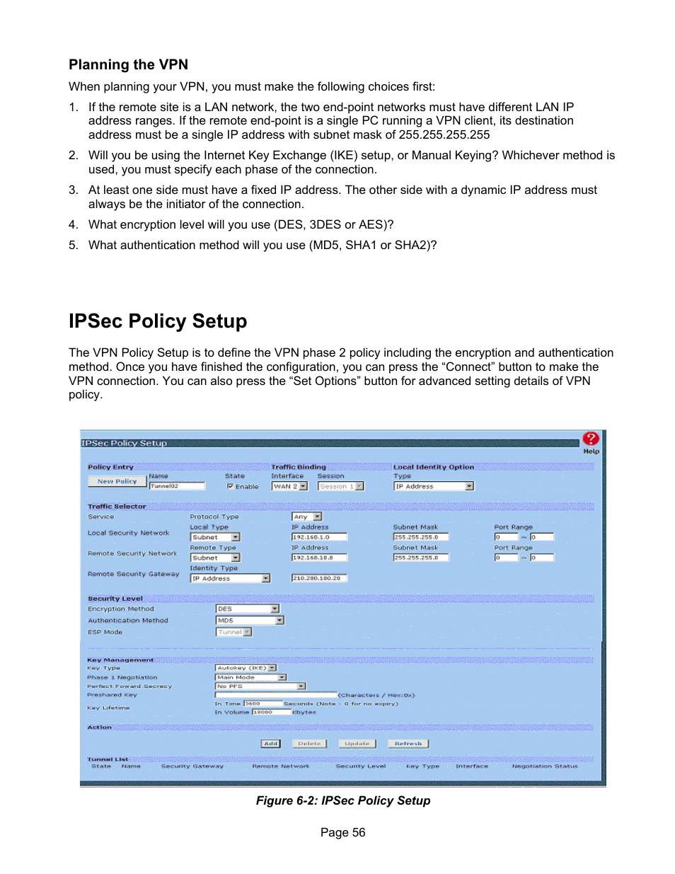 Ipsec policy setup | Edimax Technology ER-1088 User Manual | Page 60 / 97