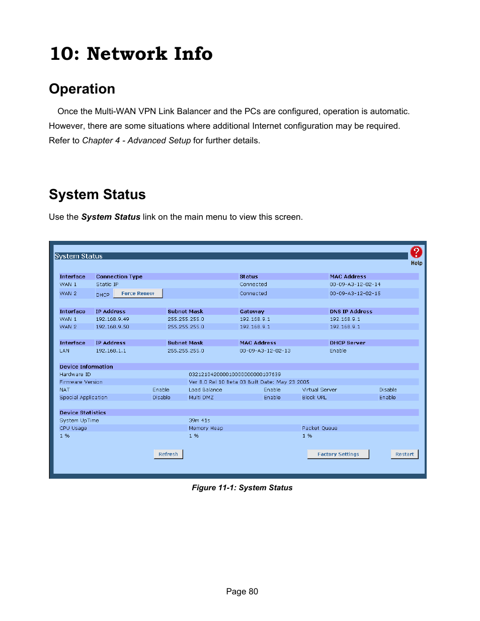 Network info, Operation, System status | Edimax Technology ER-1088 User Manual | Page 84 / 97