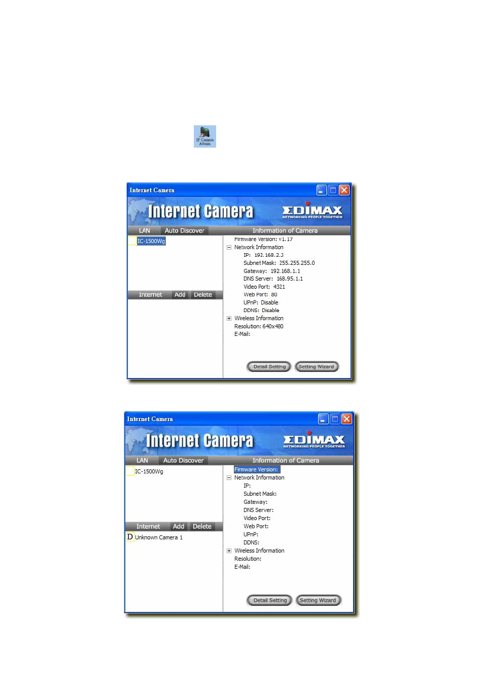 Using the administrator utility | Edimax Technology IC-1500 User Manual | Page 9 / 41